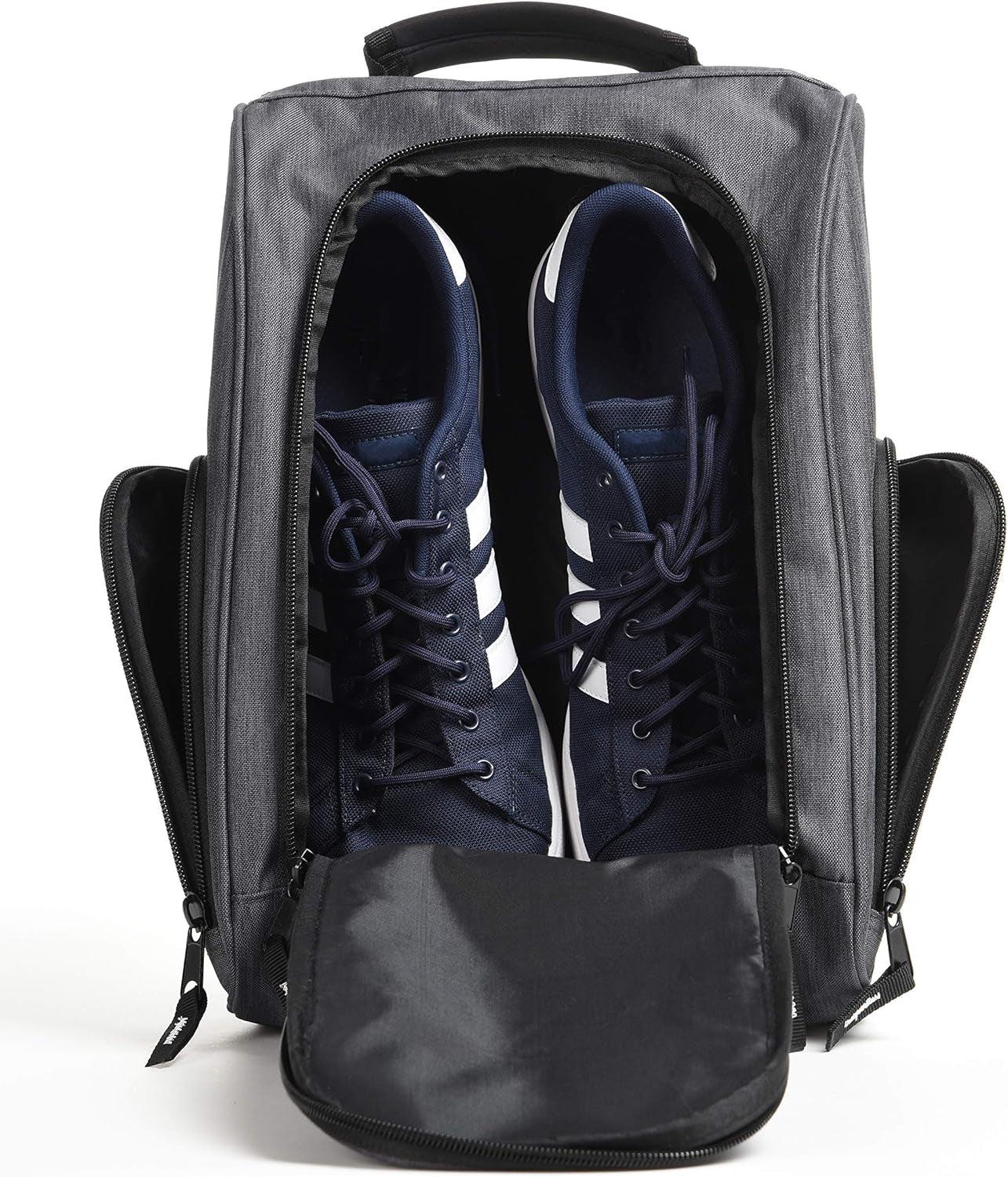 Golf Shoe Bag - Zippered Shoe Carrier Bags with Ventilation & outside Pocket for Socks, Tees, Etc. (Gray)