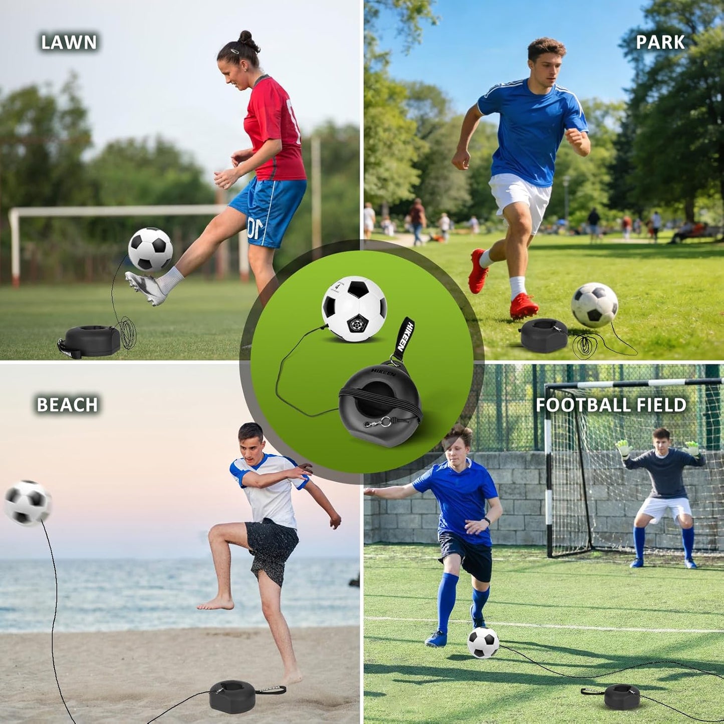 Soccer Training Set with Metal Base Portable Solo Trainer Equipment with Rebound Ball-Popular Soccer Gift,Socce Skills Practice Aid for Outdoors Indoor