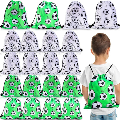 16Pcs Soccer Party Bags,Soccer Drawstring Bags,Portable Soccer Goodie Bags,Soccer Party Favors Snack Bags,Soccer Treat Bags for Kids Gym Sports Travel Class Birthday Soccer Theme Party,12 X 10 Inch