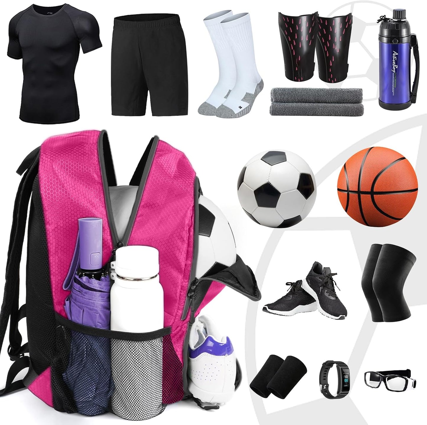 Soccer Backpack,Soccer Bag with Ball Holder, Water Resistant Sport Equipment Bags Fit Basketball Volleyball Football
