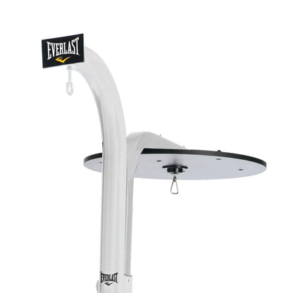 Dual Station Heavy Duty Powder Coated Steel Heavy and Speed Bag Stand, White