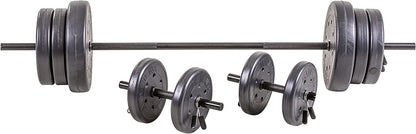 105 Pound Barbell Weight Set for Home Gym| Adjustable Weight Set with Two Dumbbell Bars and Full 6 Ft Bar, Black
