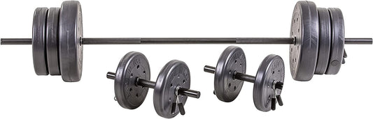 105 Pound Barbell Weight Set for Home Gym| Adjustable Weight Set with Two Dumbbell Bars and Full 6 Ft Bar, Black