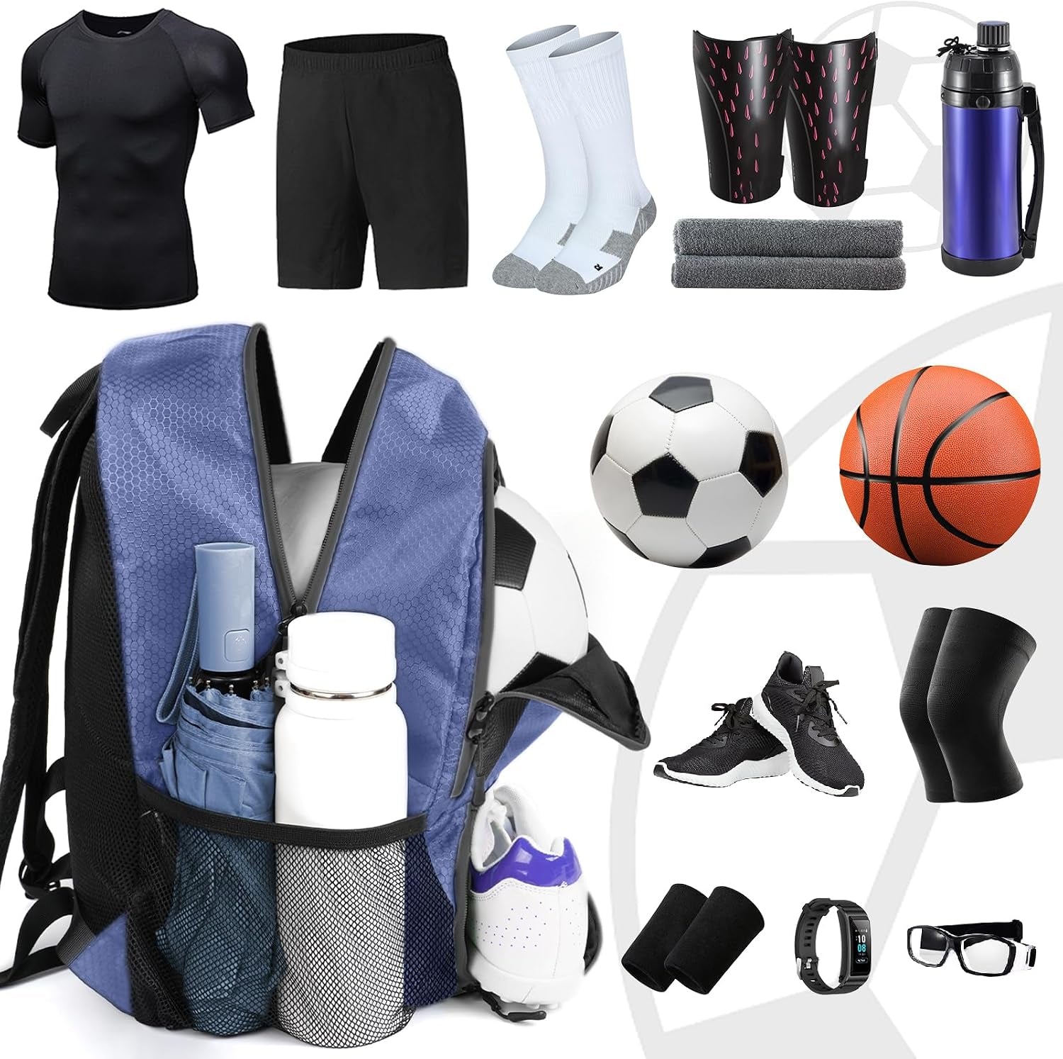 Soccer Backpack,Soccer Bag with Ball Holder, Water Resistant Sport Equipment Bags Fit Basketball Volleyball Football