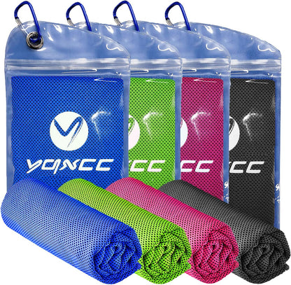 4 Pack Cooling Towels (47"X12"), Ice Cool Neck Towel, Soft Breathable Microfiber for Yoga, Golf, Gym, Running, Camping & Hot Weather