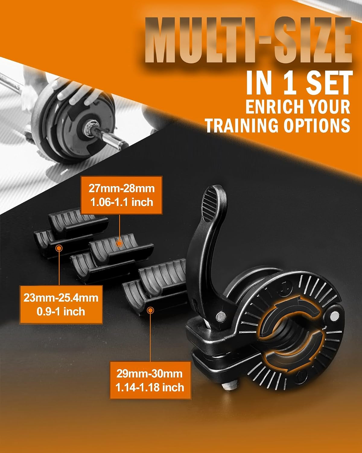 Barbell Clamp 1 Inch Multiple Sizes & Adjustable Weight Clips for Quick Release Barbell Collars