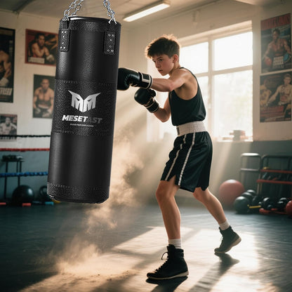 Punching Bag for Kids Teenagers, 2.7Ft Kids Punching Bag with 8 OZ Boxing Gloves for Youth Boxing MMA Karate Kickboxing - Unfilled