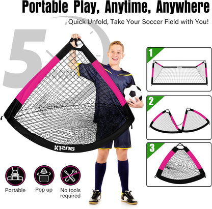 Kids Soccer Goal for Backyard Set - 2 of 6X4 Ft Soccer Goals Training Equipment, Soccer Net for Kids Age 3-5 6-8 8-10 10-12, Ball, Targets for Toddler Kid Youth Soccer Games Sports Outdoor Play