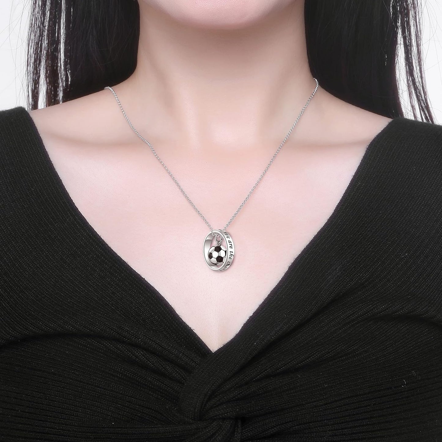 S925 Sterling Silver/18K Gold Soccer Necklace with Cubic Zirconia Cross I Can Do All Things Sports Faith Pendant Jewelry for Women Men Football Lovers Birthday Game Day Gift