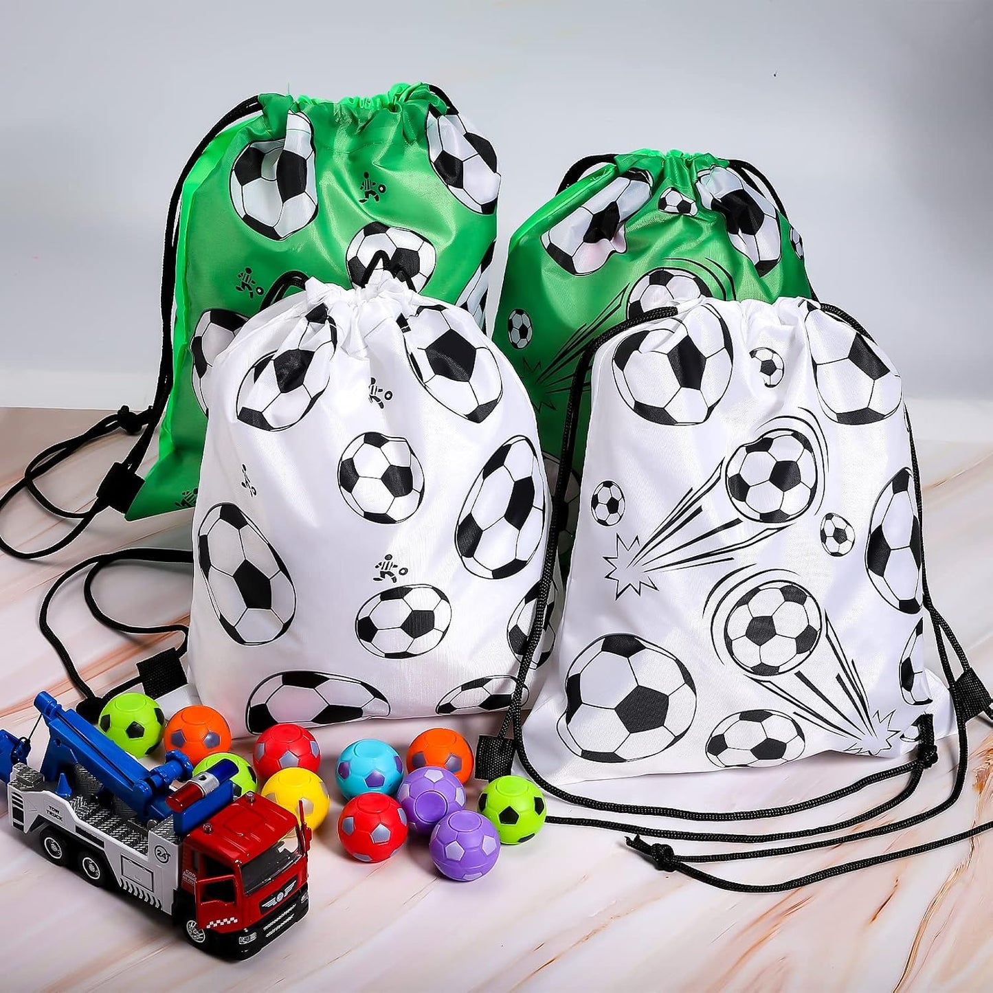 16Pcs Soccer Party Bags,Soccer Drawstring Bags,Portable Soccer Goodie Bags,Soccer Party Favors Snack Bags,Soccer Treat Bags for Kids Gym Sports Travel Class Birthday Soccer Theme Party,12 X 10 Inch