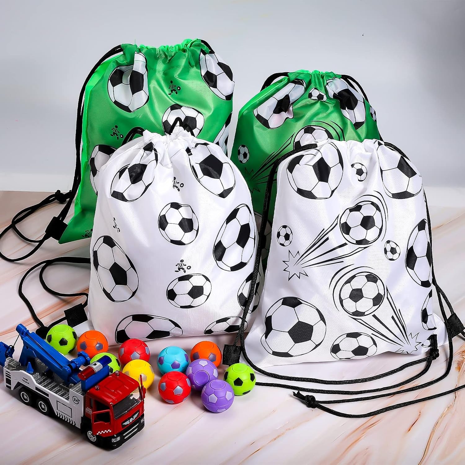 16Pcs Soccer Party Bags,Soccer Drawstring Bags,Portable Soccer Goodie Bags,Soccer Party Favors Snack Bags,Soccer Treat Bags for Kids Gym Sports Travel Class Birthday Soccer Theme Party,12 X 10 Inch