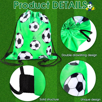 16Pcs Soccer Party Bags,Soccer Drawstring Bags,Portable Soccer Goodie Bags,Soccer Party Favors Snack Bags,Soccer Treat Bags for Kids Gym Sports Travel Class Birthday Soccer Theme Party,12 X 10 Inch