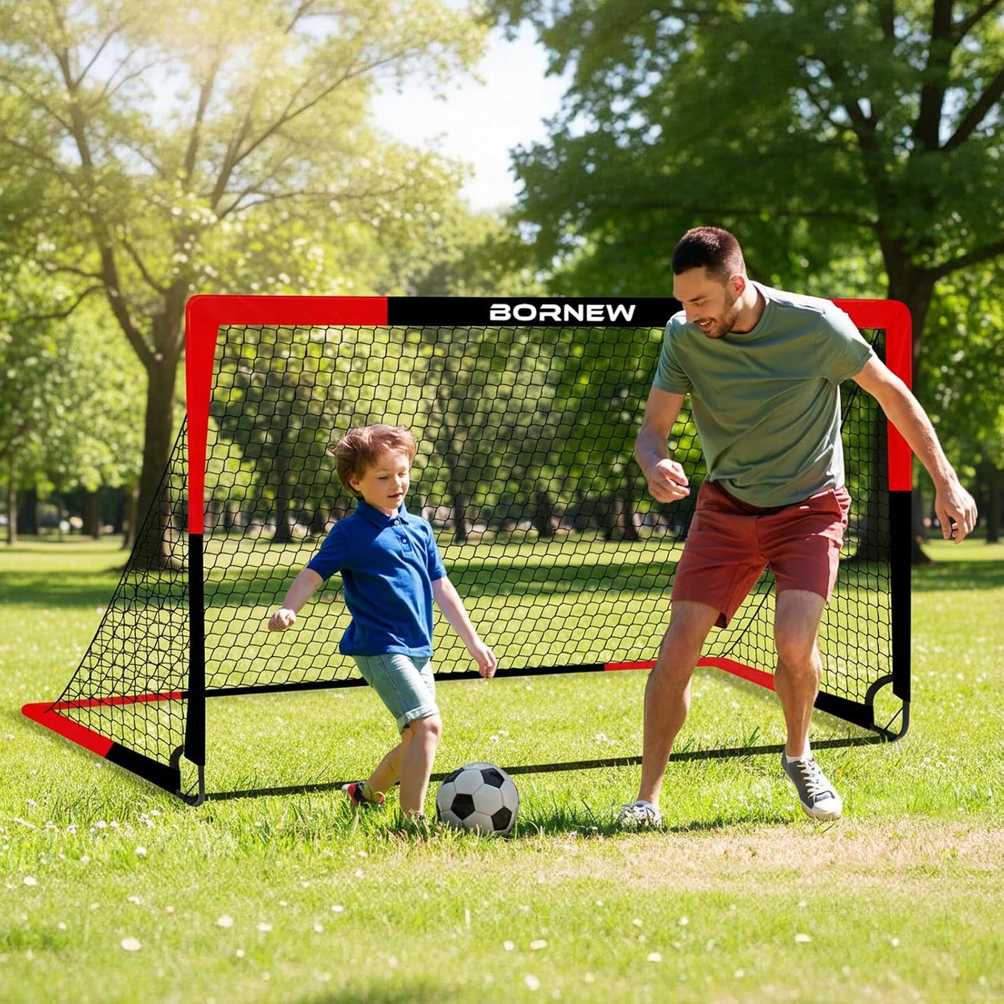2 Pack Soccer Goal - Backyard & Indoor Soccer Goals for Kids, 7X5 / 6X4 / 4X3 Ft Portable Pop up Soccer Nets for Youth & Adult, Outdoor Games, Soccer Training Equipment Ages 3-16 Year Gift