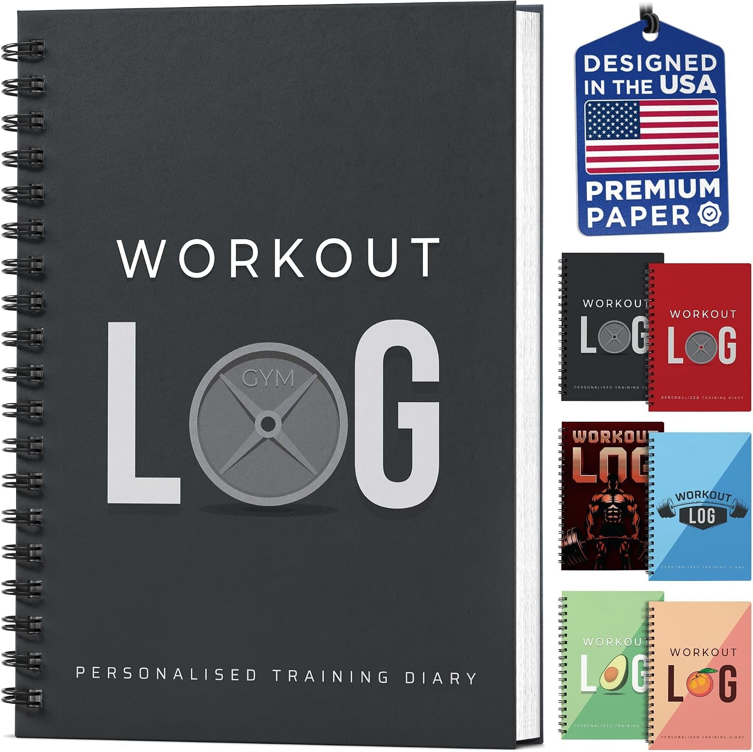 Workout Planner for Daily Fitness Tracking & Goals Setting - A5 Size, 6” X 8”, Charcoal Gray - Men & Women Personal Home & Gym Training Diary - Log Book Journal - by