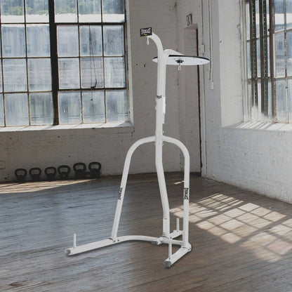Dual Station Heavy Duty Powder Coated Steel Heavy and Speed Bag Stand, White