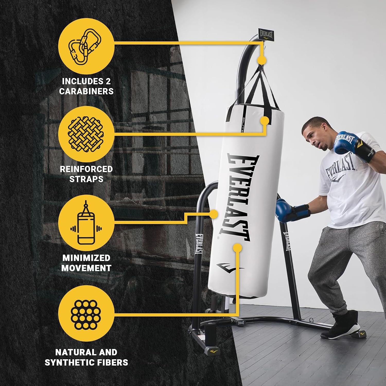 Elite Punching Bag – Hanging Heavy Bag for Adults with Dual Strap System | Durable Boxing Bag for Boxing, MMA, Muay Thai, Home Gym Training