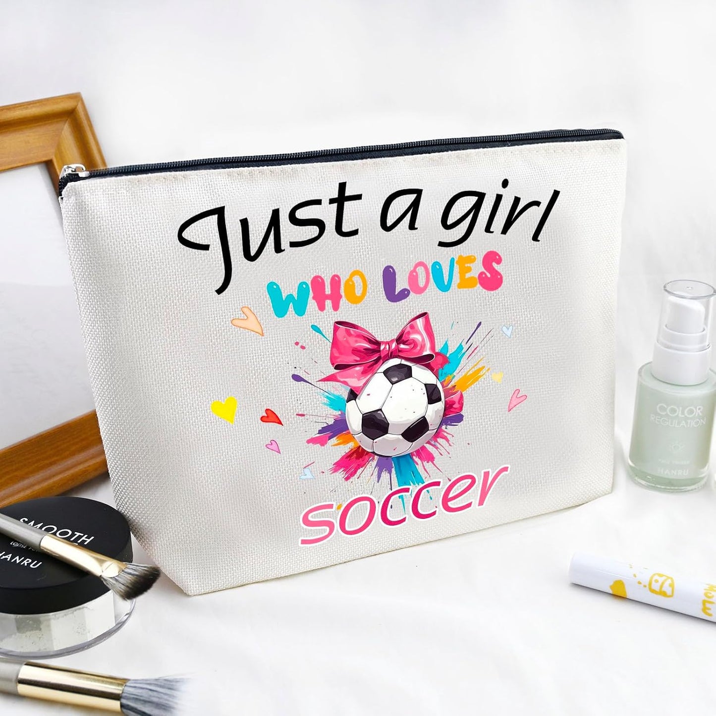 Soccer Gifts for Women Makeup Bag Who Loves Soccer Bags | Gifts for Soccer Lovers Players Coach Team Gifts for Players Fans Christmas Gift for Women Friend Travel Cosmetic Bag