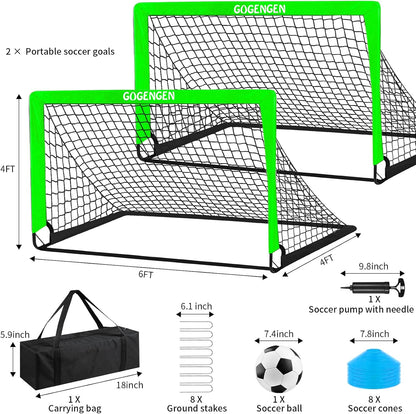 Soccer Goal, 2 of 6X4 Soccer Goals for Backyard with Soccer Net, Soccer Ball, Target, Cones, Soccer Training Equipment for Toddler Kids Youth