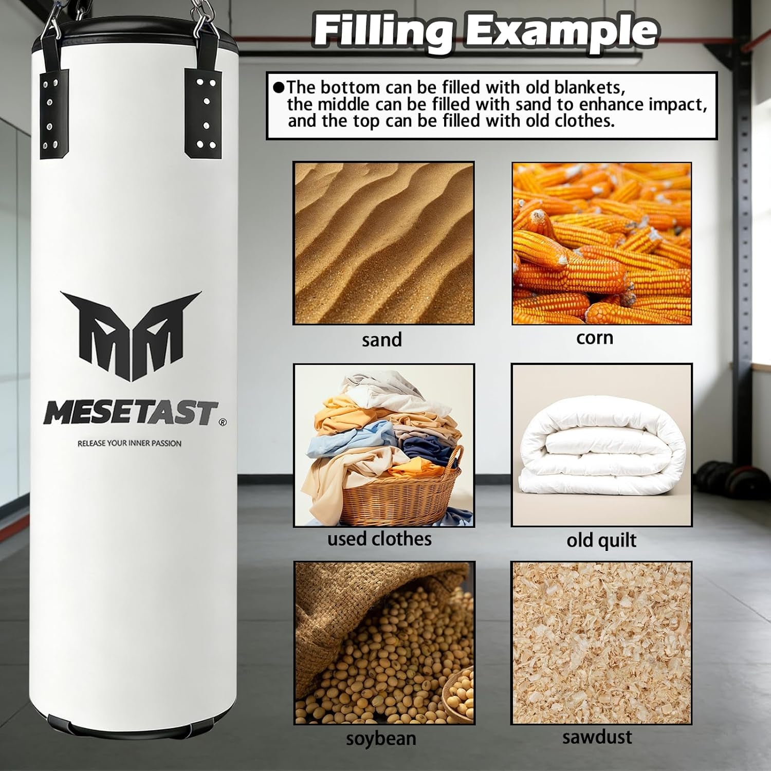 Punching Bag for Adults, 4Ft Heavy Boxing Bag Set with 12 OZ Gloves for Boxing MMA Karate Kickboxing - Unfilled