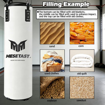 Punching Bag for Adults, 4Ft Heavy Boxing Bag Set with 12 OZ Gloves for Boxing MMA Karate Kickboxing - Unfilled