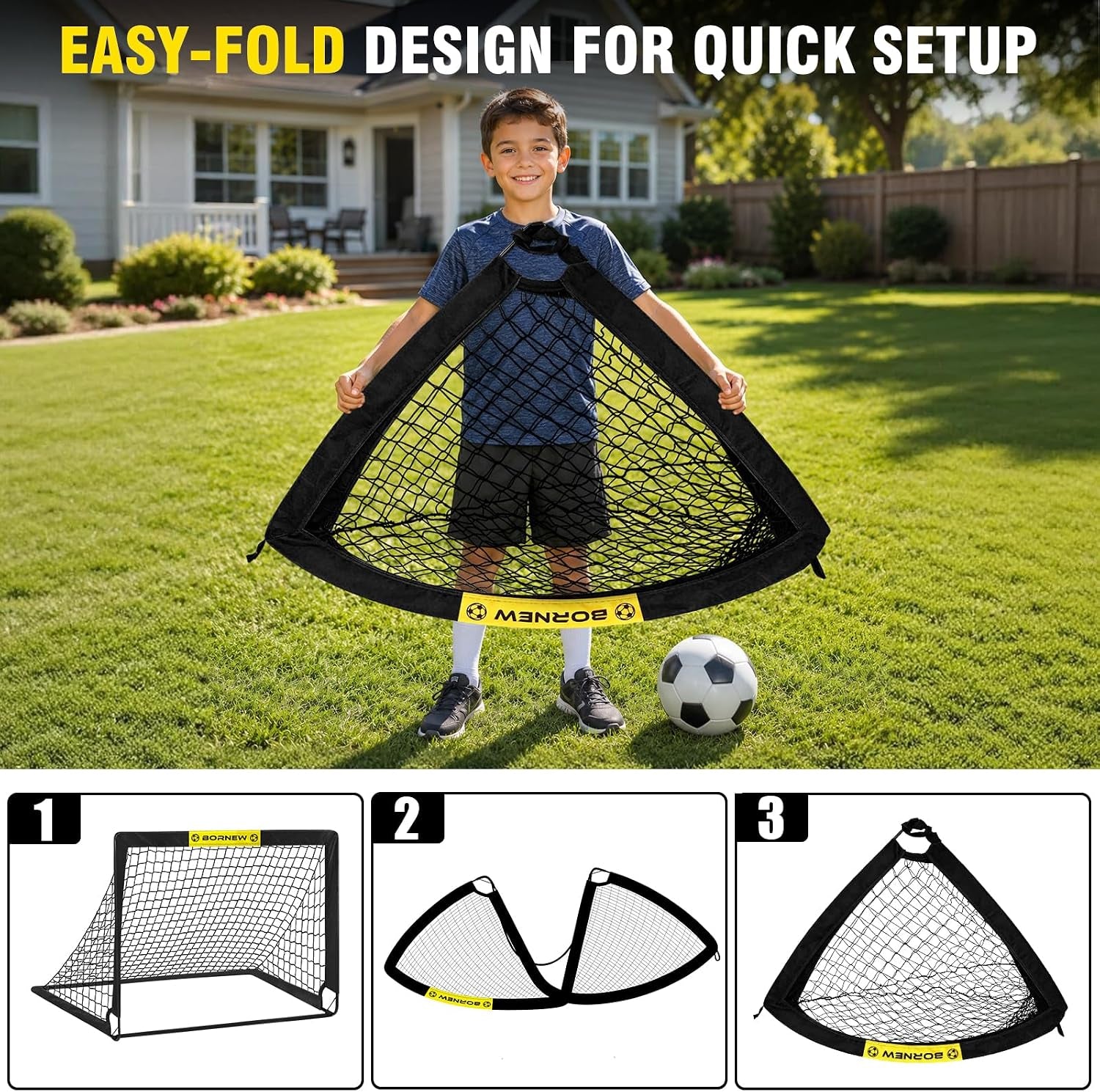 Soccer Goal - Backyard & Indoor Soccer Goals for Kids, 6X4 / 4X3 Ft Portable Pop up Soccer Nets for Youth & Adult, Outdoor Games, Soccer Training Equipment Ages 3-16 Year Gift
