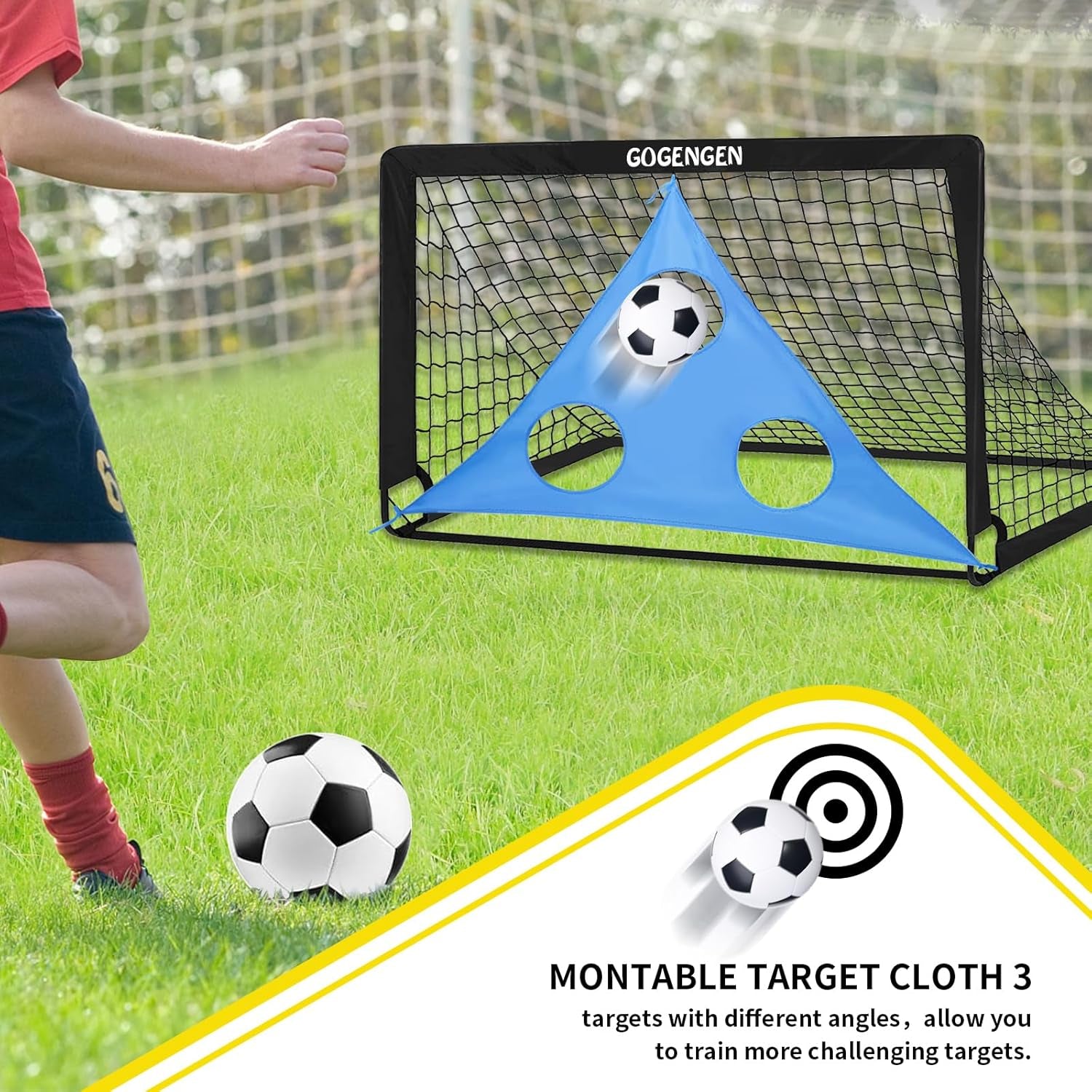 Soccer Goal, 2 of 6X4 Soccer Goals for Backyard with Soccer Net, Soccer Ball, Target, Cones, Soccer Training Equipment for Toddler Kids Youth