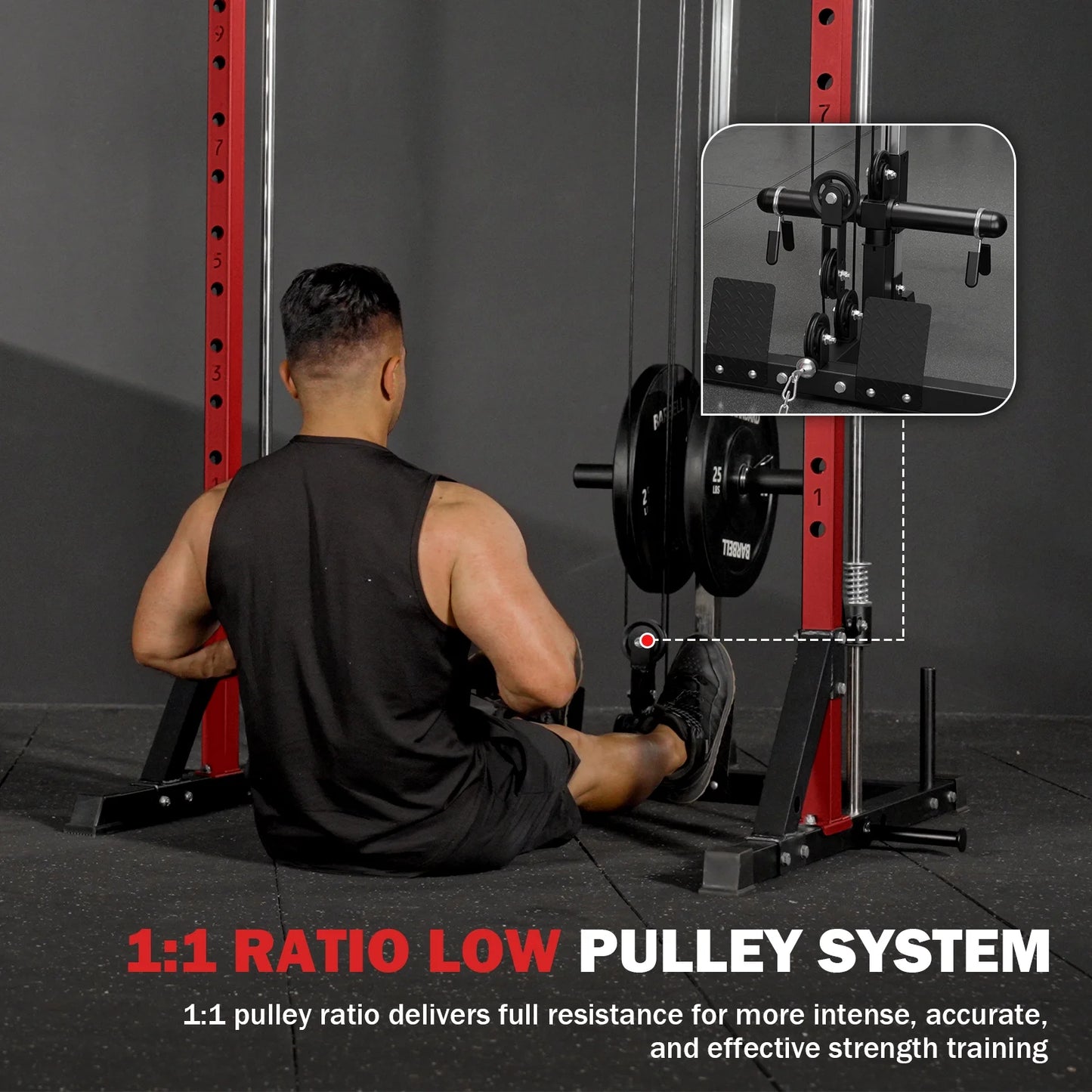 Compact 7-IN-1 Smith Machine with Cable Crossover System, 1000LBS Multi-Functional Squat Rack, Workout Station with Weight Bar, Bend Peg and Other Functional Attachments