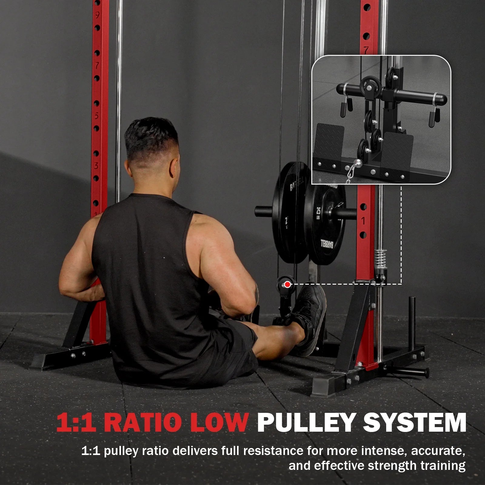Compact 7-IN-1 Smith Machine with Cable Crossover System, 1000LBS Multi-Functional Squat Rack, Workout Station with Weight Bar, Bend Peg and Other Functional Attachments