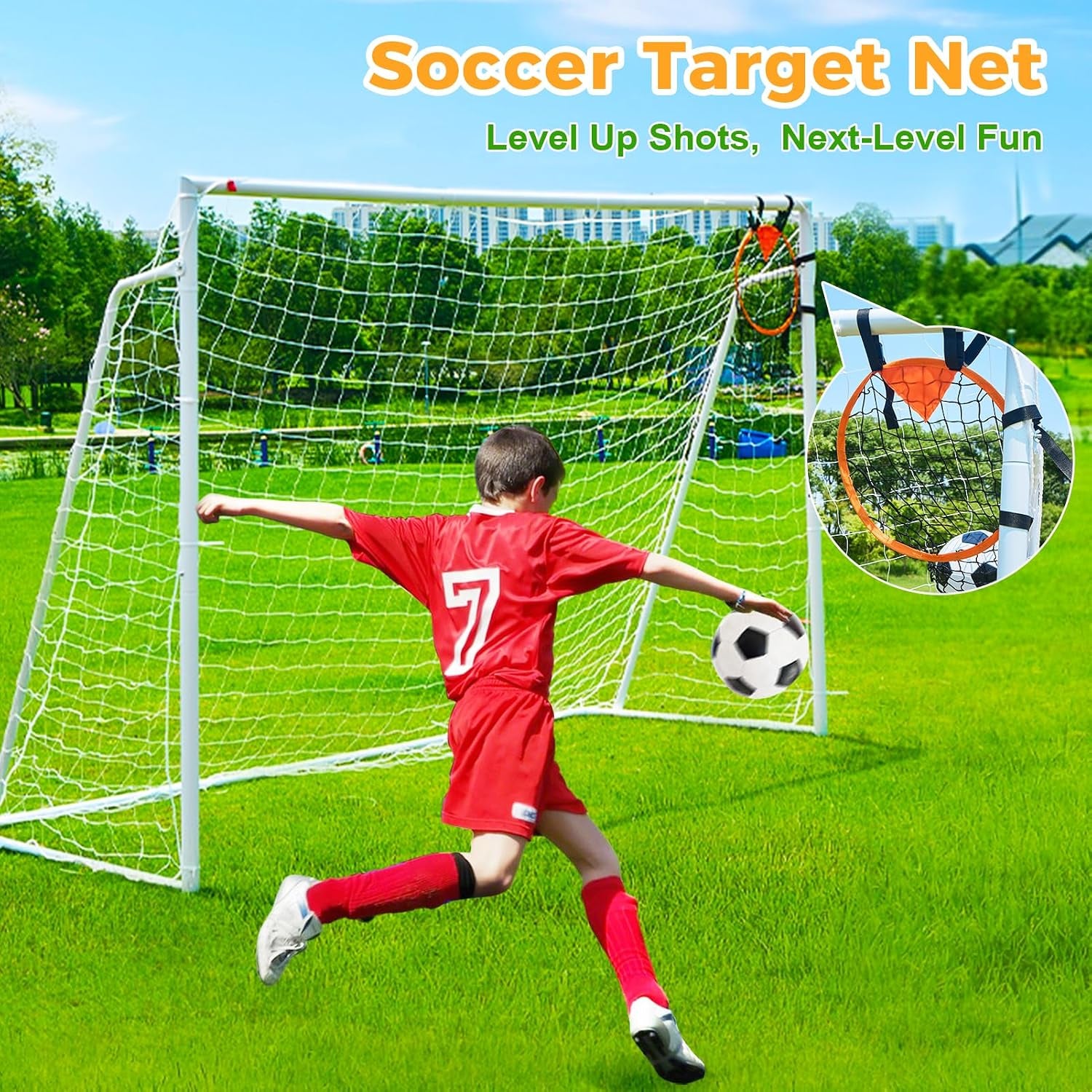 Soccer Goal 12X6,10X6.5, 8X6, 6X4Ft Soccer Goals for Backyard Metal Soccer Goals for Kids Youth Adults Large Outdoor 2" Steel Soccer Goal Post Frame with Soccer Net Target Net Portable Agility Ladder