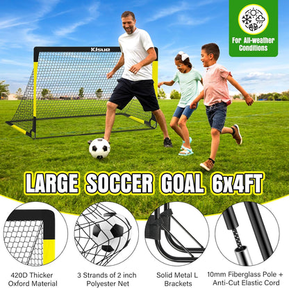 Kids Soccer Goal for Backyard Set - 2 of 6X4 Ft Soccer Goals Training Equipment, Soccer Net for Kids Age 3-5 6-8 8-10 10-12, Ball, Targets for Toddler Kid Youth Soccer Games Sports Outdoor Play
