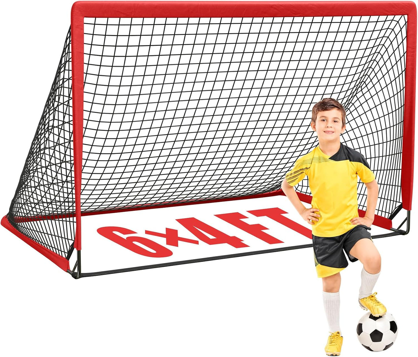 6X4 Ft Soccer Goal for Backyard, Portable Soccer Net, Large Foldable Soccer Goals with Carry Bag for Kids Youth Teens Sports