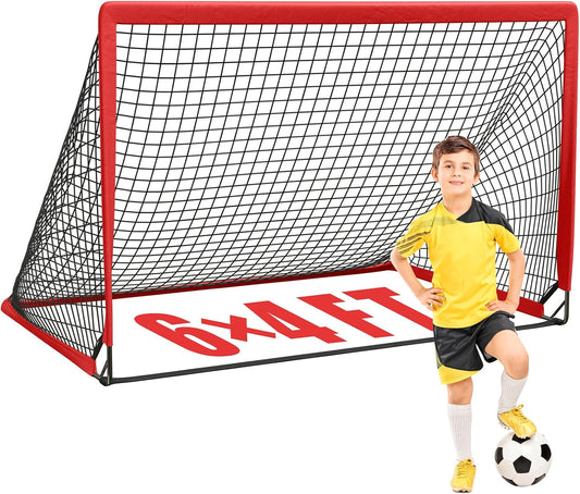 6X4 Ft Soccer Goal for Backyard, Portable Soccer Net, Large Foldable Soccer Goals with Carry Bag for Kids Youth Teens Sports