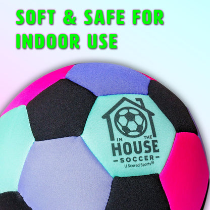 In the House Soccer Ball - Indoor Size 4 Padded Soccer Ball for Girls (Ages 3+), Boys (Ages 3+) & Adults - Bring Soccer Practice Home - Perfect for Juggling - Gift for Soccer Player