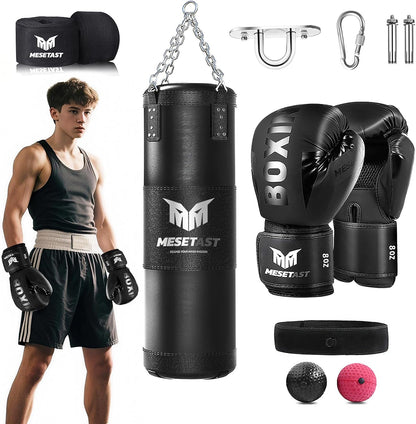 Punching Bag for Kids Teenagers, 2.7Ft Kids Punching Bag with 8 OZ Boxing Gloves for Youth Boxing MMA Karate Kickboxing - Unfilled