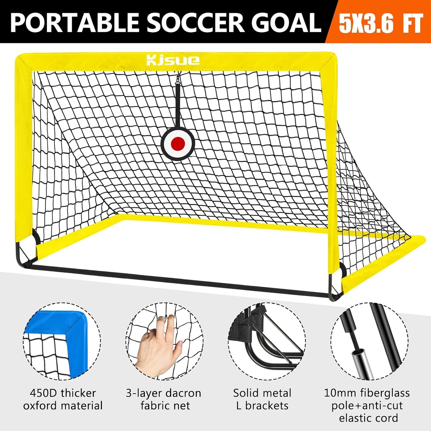 Soccer Goal, Kids Soccer Goals for Backyard Set of 2, 4 X 3Ft Soccer Net Training Equipment, Pop up Toddler Soccer Goal for Outdoor Indoor Sports Games