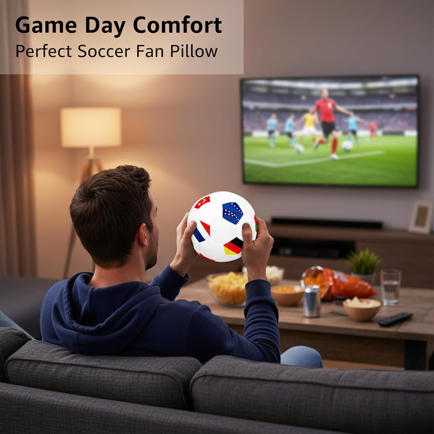 World Cup Soccer Pillow 2026 Football Throw Ball Pillow round Soccer Plush Decorative Pillows for Couch Bed Room Game Day Home Decor Soft Football Themed Plush for Women Men Fans inside House 8Inx8In
