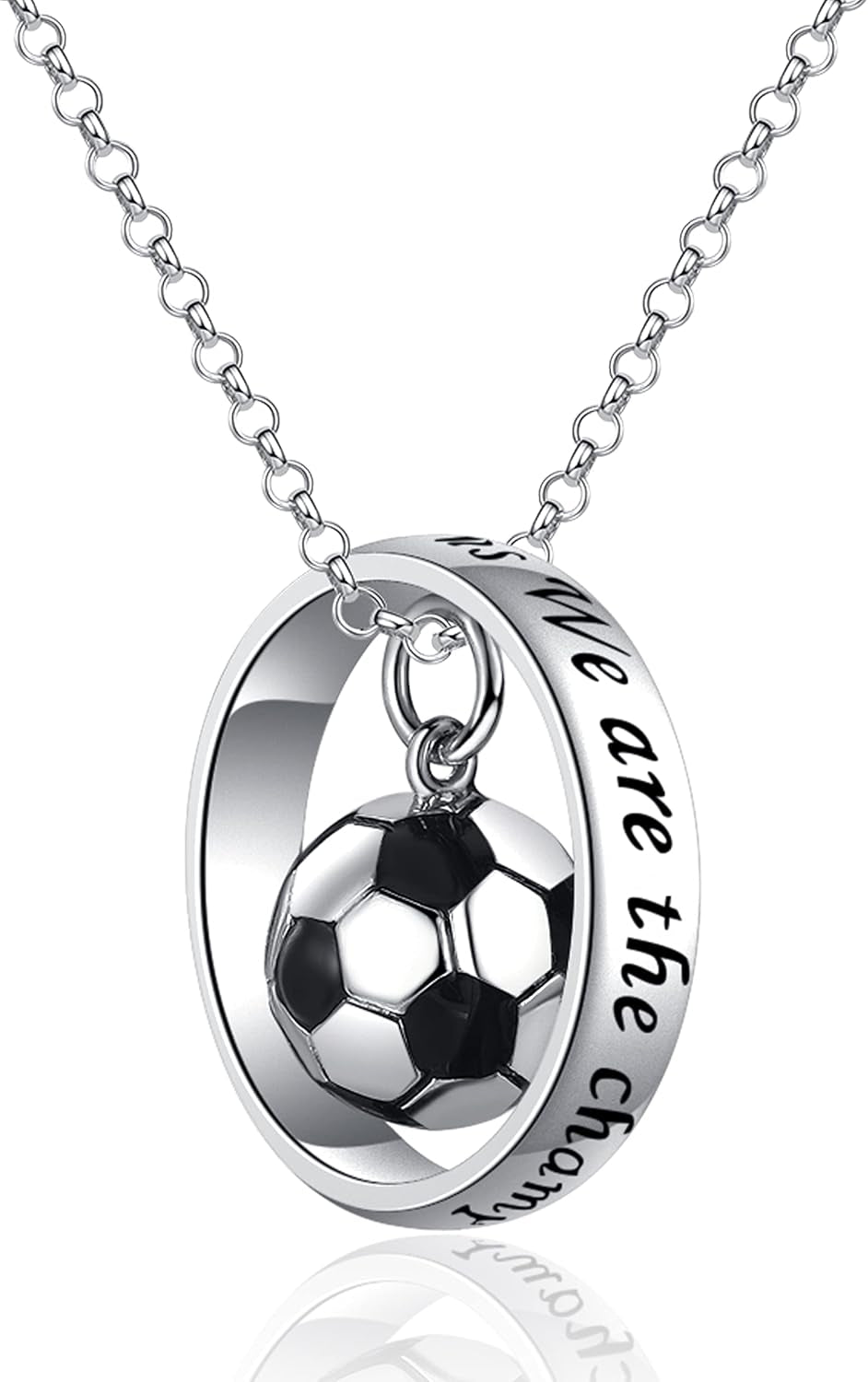 S925 Sterling Silver/18K Gold Soccer Necklace with Cubic Zirconia Cross I Can Do All Things Sports Faith Pendant Jewelry for Women Men Football Lovers Birthday Game Day Gift