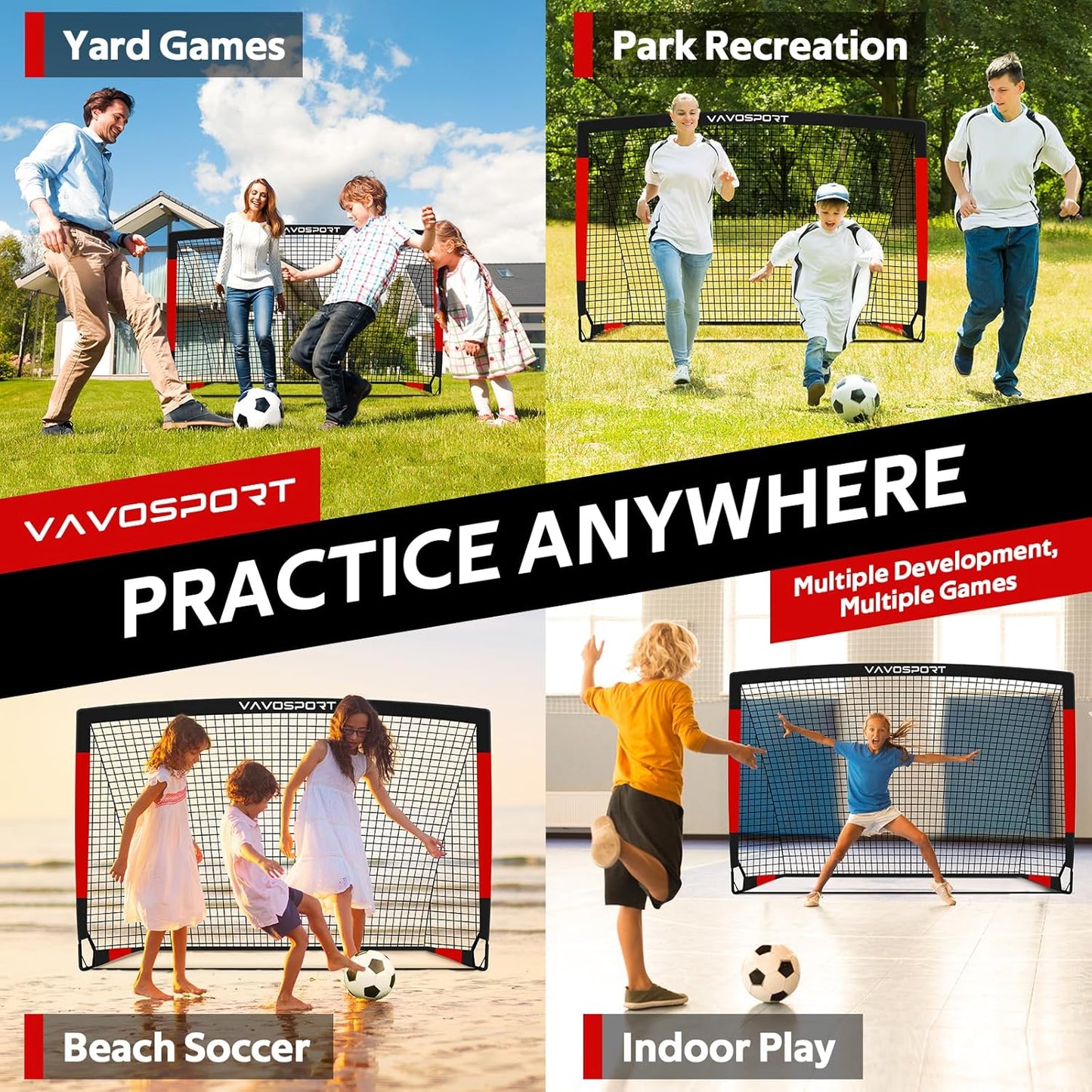 Kids Soccer Goals for Backyard Set, 6×4Ft Portable Soccer Goal & Ball Training Equipment with Cones, Target, Youth Toddler Pop up Soccer Net for Kids 3-12 Sports Play Outdoor Games Gifts