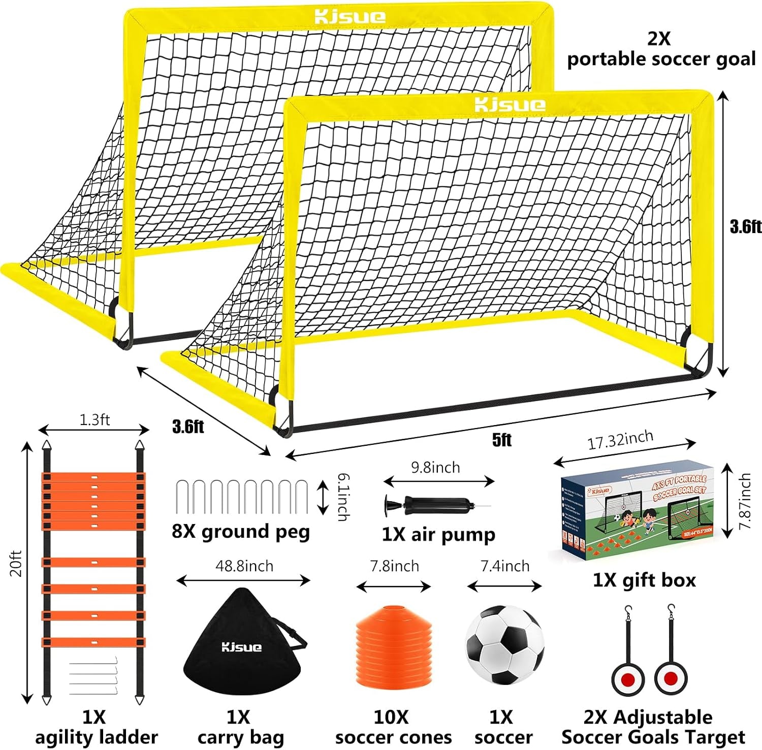 Soccer Goal, Kids Soccer Goals for Backyard Set of 2, 4 X 3Ft Soccer Net Training Equipment, Pop up Toddler Soccer Goal for Outdoor Indoor Sports Games