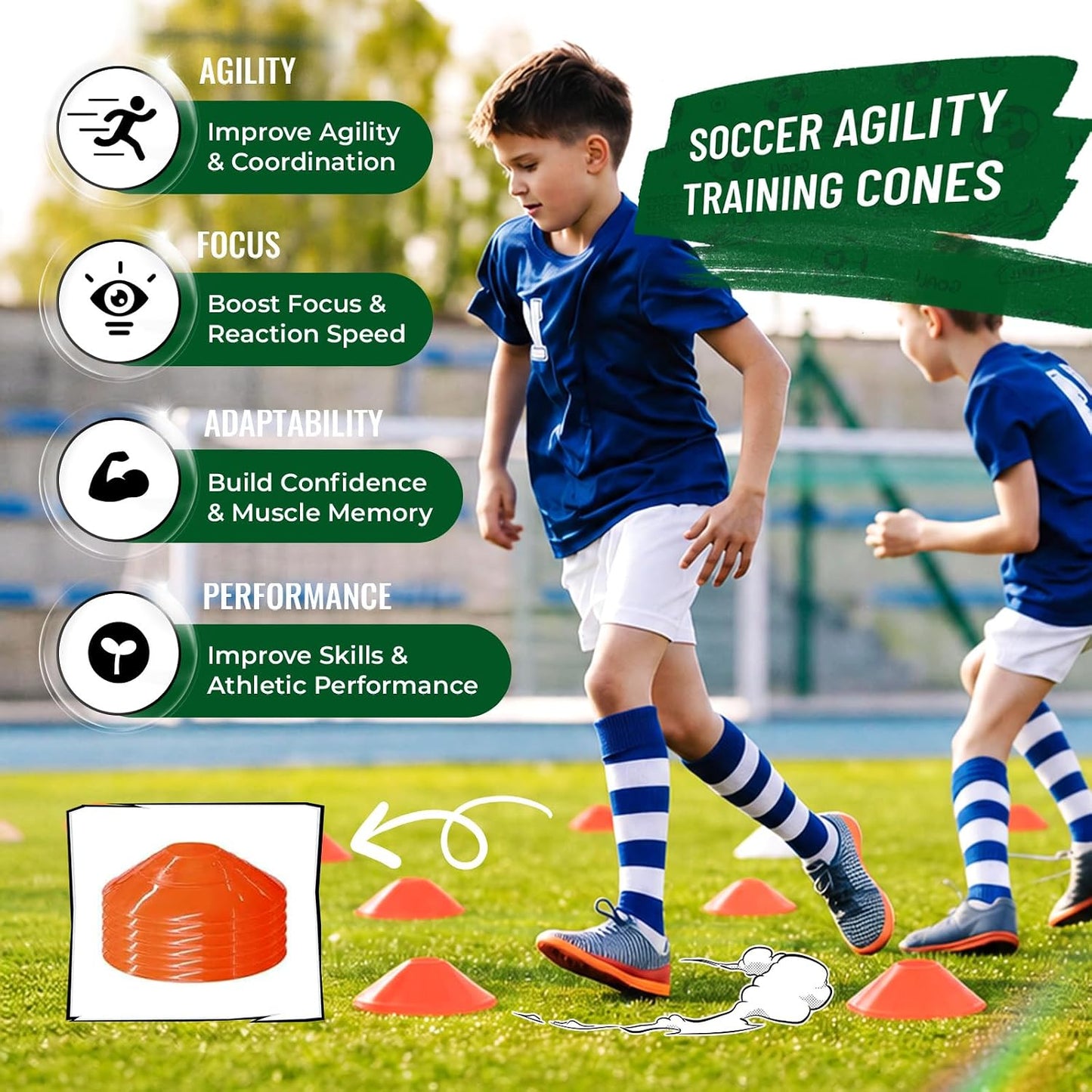 Kids Soccer Goal Set for Backyard, Portable Soccer Nets Set of 2 with Soccer Ball, Scoreboard, Agility Ladder, Cones and Target Nets, Indoor Outdoor Soccer Training Equipment for Boys and Girls