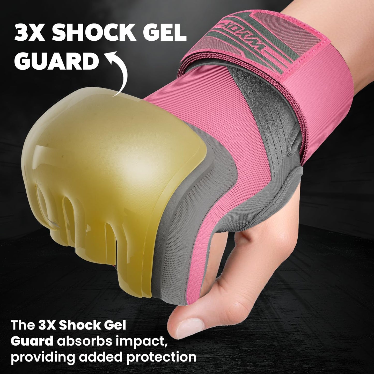 Neoprene Gel Boxing Hand Wraps Inner Gloves for Men & Women – 80Cm/31In Quick Wrist Strap, Padded Knuckle Protection, Fingerless MMA Muay Thai Kickboxing Wraps for Training & Martial Arts