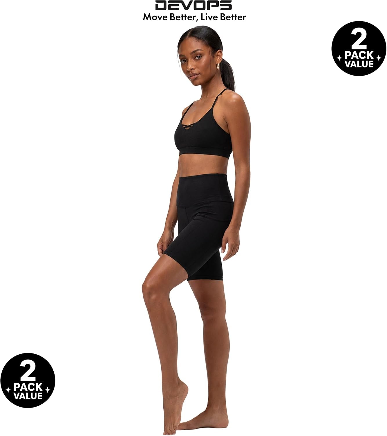 2 Pack Women'S 8" Biker Shorts High Waist Yoga Workout Gym Running Volleyball Spandex Shorts with Pockets