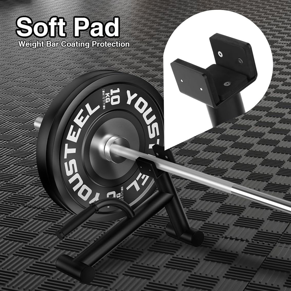 Deadlift Jack Barbell Stand Upload 600Lbs Deadlift Barbell Jack Bar Non-Slip Rubber Handle Suitable for Loading Unloading Weight Plates for Deadlift Exercise Weight Training