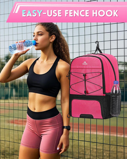 Girls Soccer Backpack, Large Basketball Bag with Ball Holder & Shoe Compartment for Tournament & Game Day, Lightweight Youth Sports Bag with Fence Hook Fits 15.6 Inch Laptop, Soccer Team Gifts