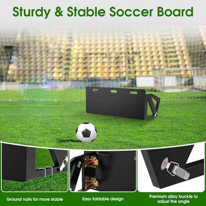 3 Angles Soccer Rebounder Board, Foldable Rebounder Soccer Wall, Portable Soccer Goal Kick Back Trainer for Passing and Bounce Back Training