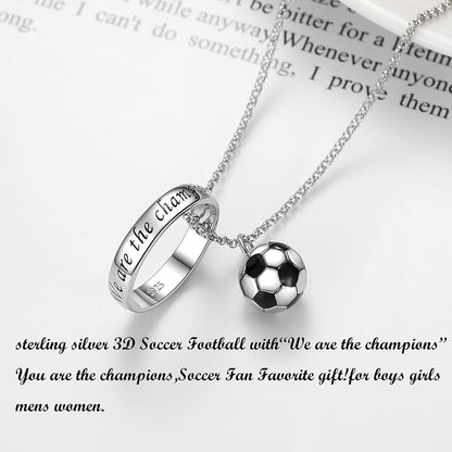 S925 Sterling Silver/18K Gold Soccer Necklace with Cubic Zirconia Cross I Can Do All Things Sports Faith Pendant Jewelry for Women Men Football Lovers Birthday Game Day Gift
