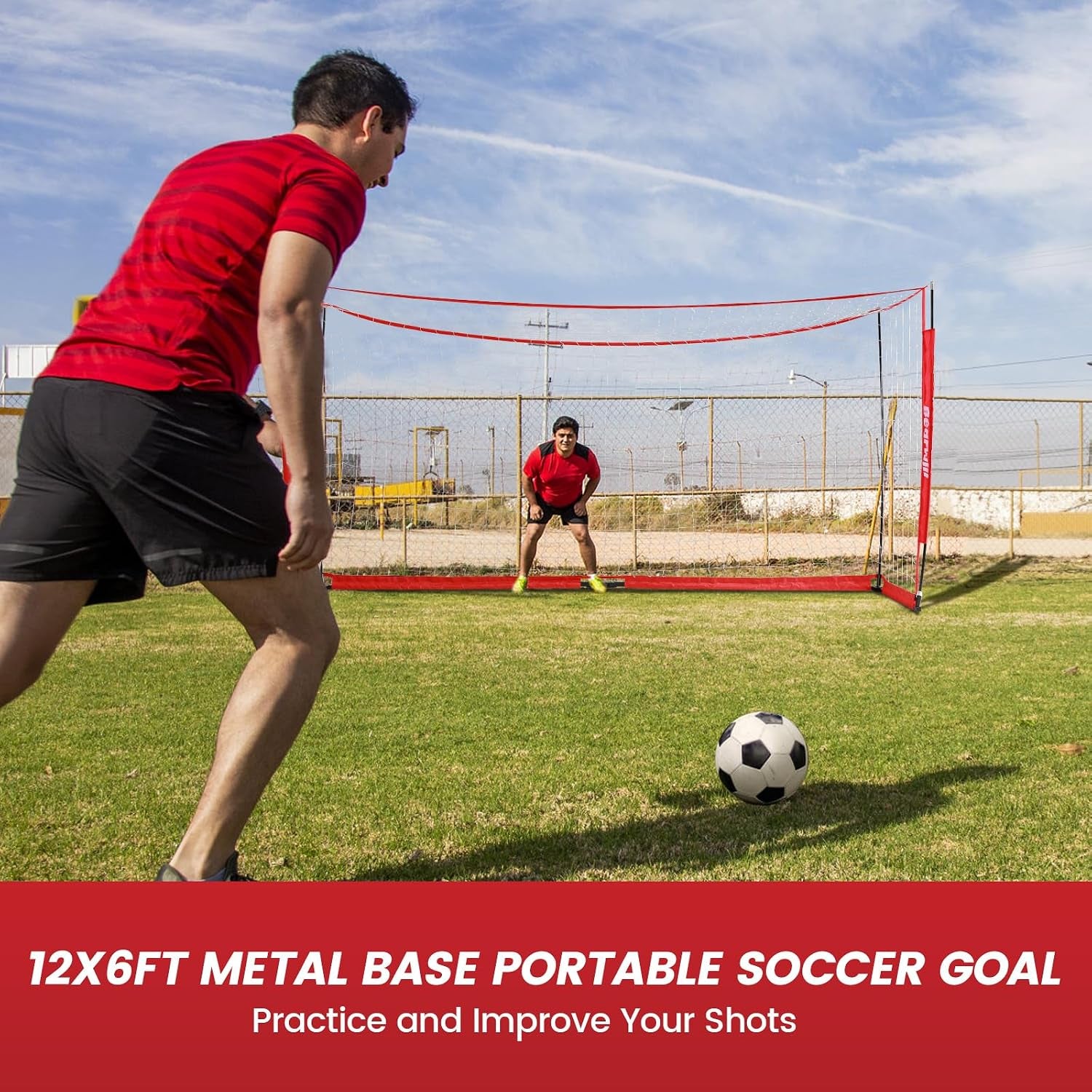 Soccer Goal, 12X6FT Soccer Net Easy Setup, Portable Soccer Goals for Backyard with Upgraded Collapsible Metal Base, Outdoor Indoor Soccer Goal Net for Practice with Carry Bag