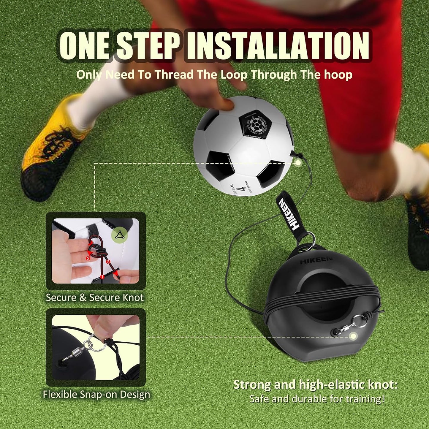 Soccer Training Set with Metal Base Portable Solo Trainer Equipment with Rebound Ball-Popular Soccer Gift,Socce Skills Practice Aid for Outdoors Indoor