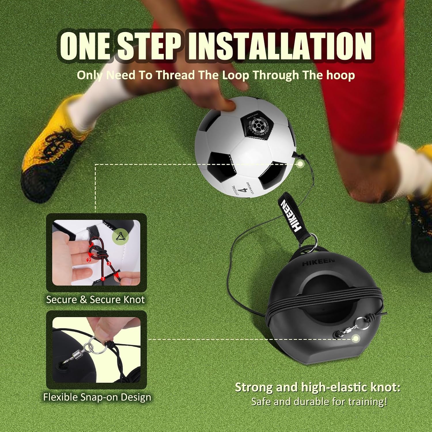 Soccer Training Set with Metal Base Portable Solo Trainer Equipment with Rebound Ball-Popular Soccer Gift,Socce Skills Practice Aid for Outdoors Indoor
