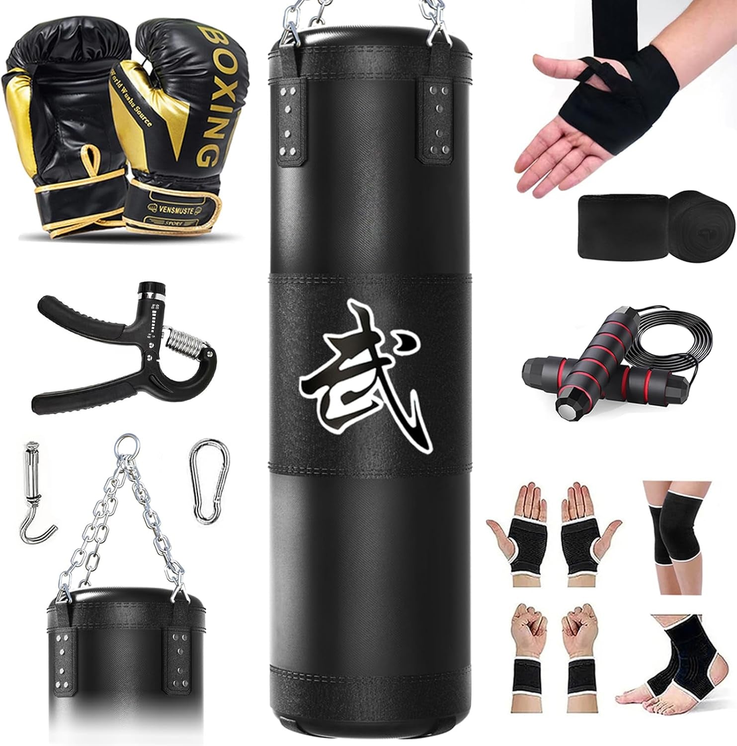 Punching Bag for Adults, 4Ft Heavy Boxing Bag Set with 12Oz Boxing Gloves, MMA Karate Kickboxing Boxing Home Gym Martial Art - Unfilled
